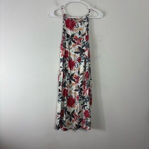 Roxy Tropical Floral Dress Womens S High Neck Sleeveless Sheath Colorful Beachy